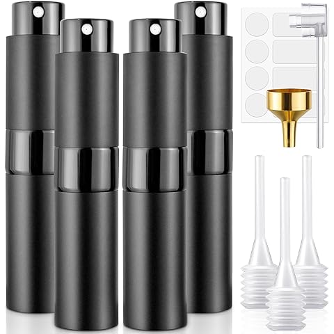 Perfume Travel Refillable Atomizer 8ML (3PCS) – Empty Cologne Spray Bottle, Portable & Leakproof Sprayer for Travel (Black)
